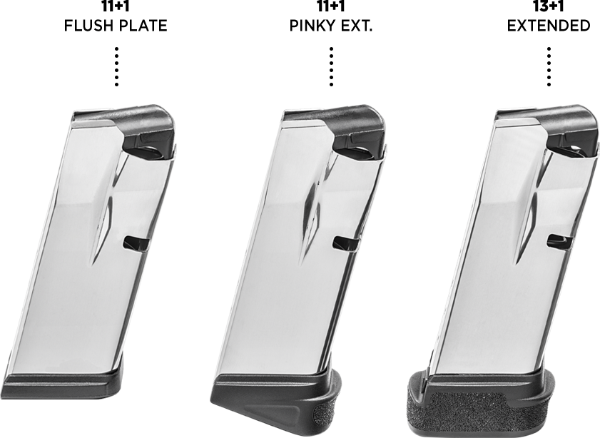 The Hellcat comes with two magazines, 11 and 13 rounds